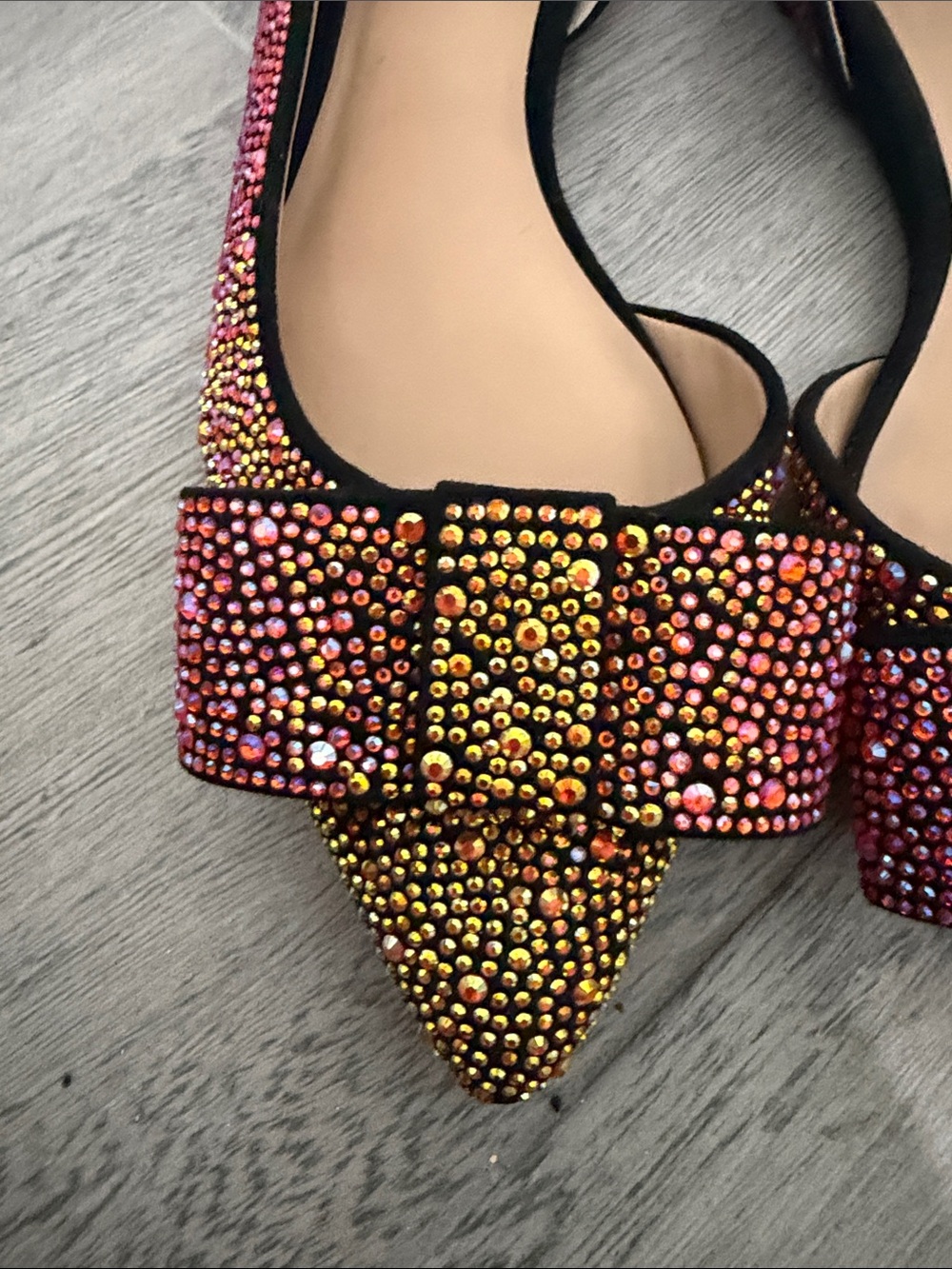 Crystal-Embellished Pointed Flats in Pink Ombré  - INC - Picture 2 of 6